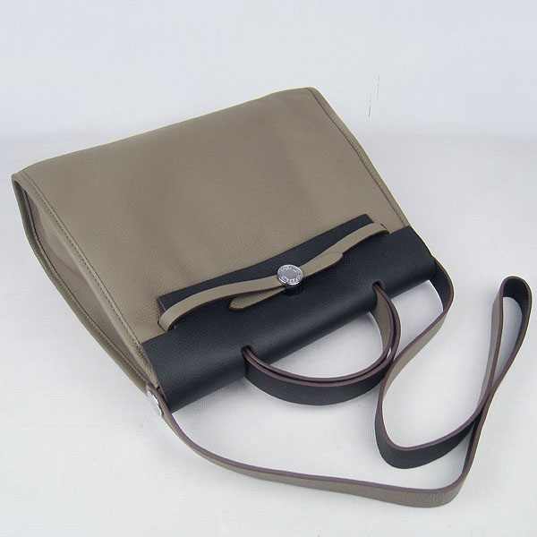 7A Replica Hermes Grey/Black Kelly 32cm Togo Leather Bag 60667